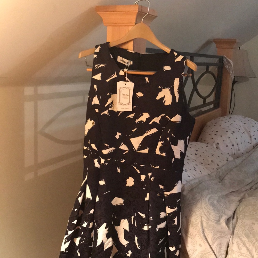 Black and White fit and Flare Dress